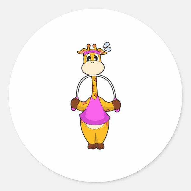 Pegatina Redonda Giraffe Fitness Rope (Anverso)