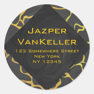 Pegatina Redonda Giraffe Impresión negra y amarilla