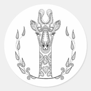 Pegatina Redonda Giraffe inspirada