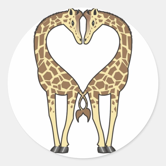 Pegatina Redonda Giraffe Love (Anverso)