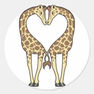 Pegatina Redonda Giraffe Love