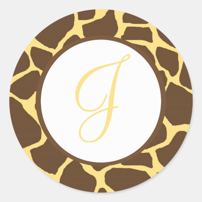 Pegatina Redonda Giraffe Print Monogramed Pegatinas (Anverso)