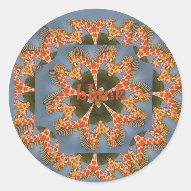 Pegatina Redonda Giraffe Resumen de arte Imprimir (Anverso)