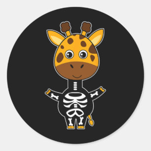 Pegatina Redonda Giraffe Skeleton Xray Costume Cálido Halloween