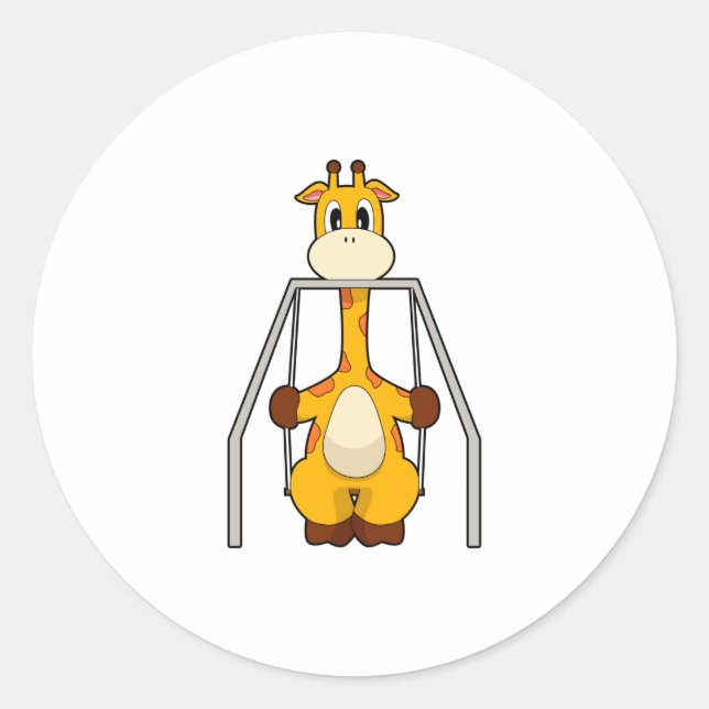 Pegatina Redonda Giraffe Swing (Anverso)