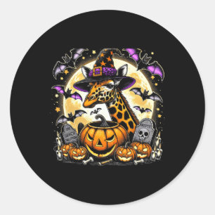 Pegatina Redonda Giraffe Witch Halloween - Spookokkin Art