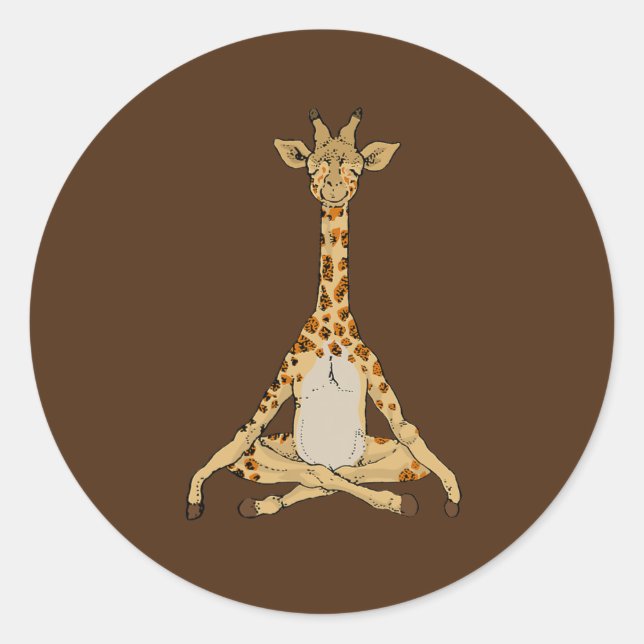 Pegatina Redonda Giraffe Yoga (Anverso)