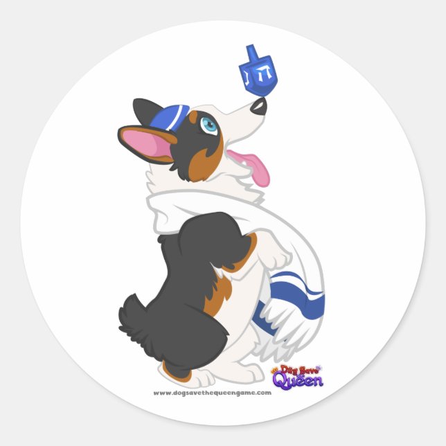 Pegatina Redonda Girar el Dreidel-Pegatina (Anverso)