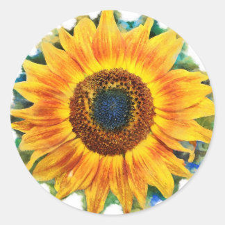 Pegatina Redonda Girasol