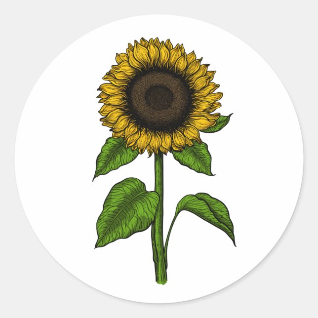 Pegatina Redonda Girasol (Anverso)