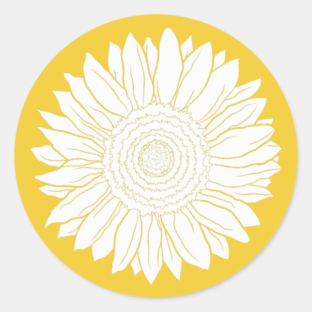 Pegatina Redonda girasol (Anverso)
