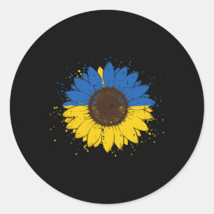Pegatina Redonda Girasol azul amarillo ucraniano Flor de Ucrania Ho