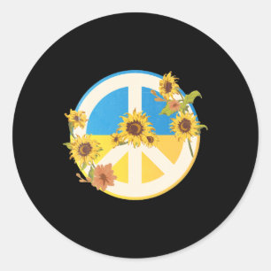 Pegatina Redonda Girasol Bandera Ucraniana Yo Apoyo A Ucrania Ucran