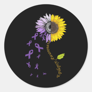 Pegatina Redonda Girasol de concienciación sobre la epilepsia