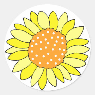 Pegatina Redonda Girasol dibujado a mano