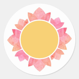 Pegatina Redonda Girasol Gradiente Rosa ilusima Amarillo Blanco