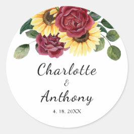 Pegatina Redonda Girasol moderno y floral Rosa