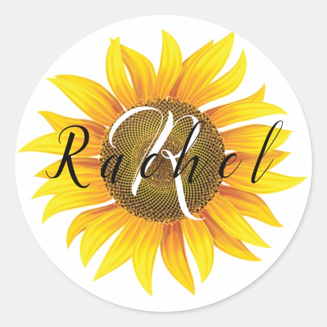 Pegatina Redonda Girasol personalizado (Anverso)