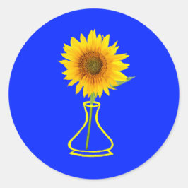 Pegatina Redonda Girasol Poder Girasol y Vase