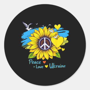 Pegatina Redonda Girasol Ucrania Bandera Mapa Paz Amor Ucrania Ucra