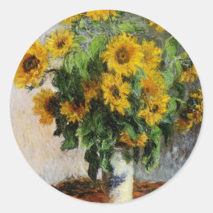 Pegatina Redonda Girasoles de Monet