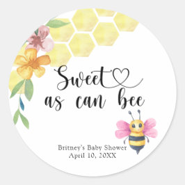Pegatina Redonda Girl Baby Bee - sweet as can bee