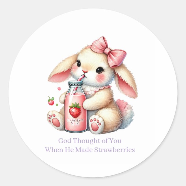 Pegatina Redonda Girl Bunny Christian Round Stickers (Anverso)