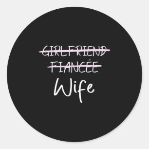 Pegatina Redonda Girlfriend Fiancée esposa Boda pareja