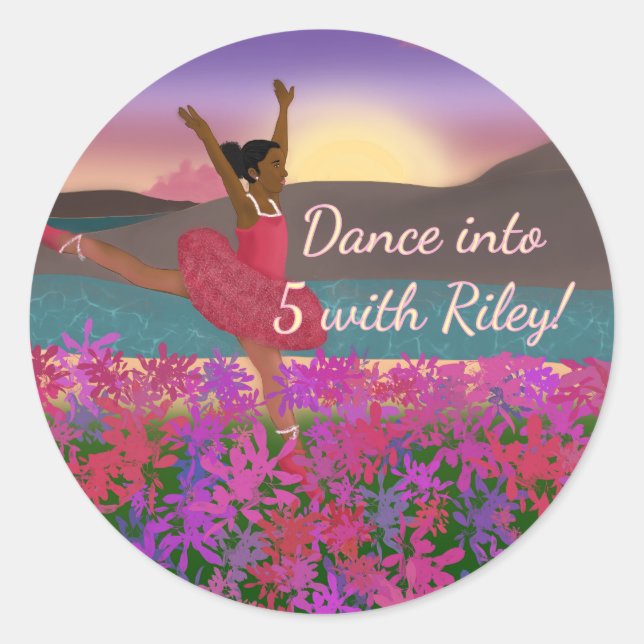 Pegatina Redonda Girls 5th Birthday Stickers (Anverso)