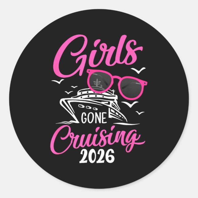 Pegatina Redonda Girls Gone Cruising 2026 Vacation Party Cruise  (Anverso)