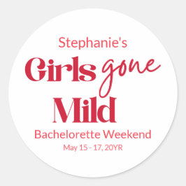 Pegatina Redonda Girls Gone Mild Date Bachelorette Beach Weekend