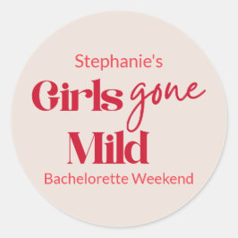 Pegatina Redonda Girls Gone Mild Stylish Bachelorette Beach Weekend