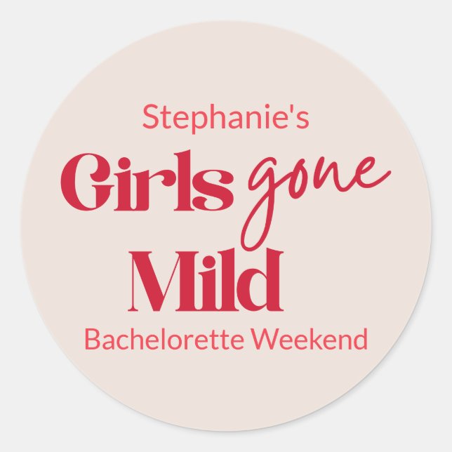 Pegatina Redonda Girls Gone Mild Stylish Bachelorette Beach Weekend (Anverso)