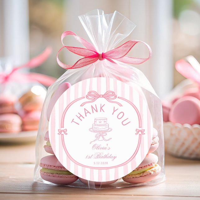 Pegatina Redonda Girls Just Wanna be One Pink Bow Thank You  (Subido por el creador)