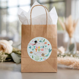 Pegatina Redonda Girls Whimsical Two the Sea Mermaid Birthday Favor