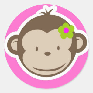 Pegatina Redonda Girly Monkey