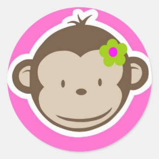 Pegatina Redonda Girly Monkey