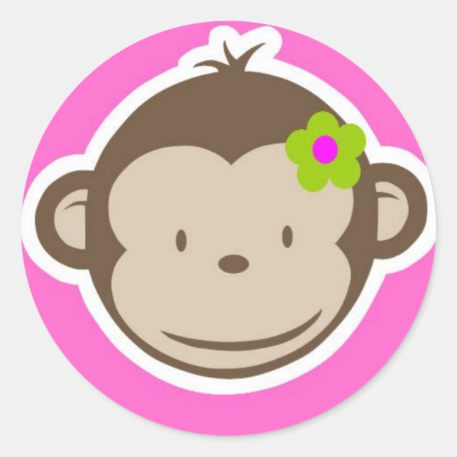 Pegatina Redonda Girly Monkey (Anverso)