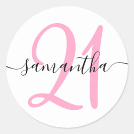 Pegatina Redonda Girly Pink personalizado 21