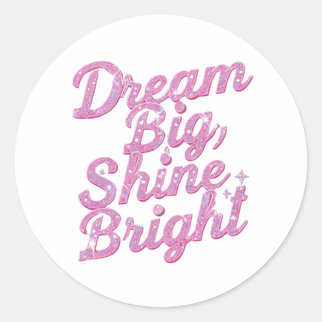 Pegatina Redonda Girly Pink Sparkle Motivational Quote (Anverso)