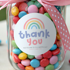 Pegatina Redonda Girly Pool Party Rainbow Girls Birthday Favor