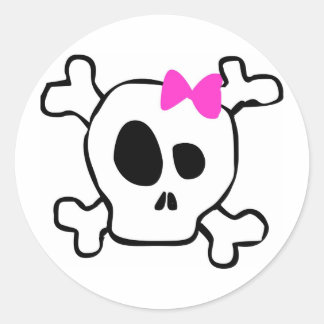 Pegatina Redonda Girly Skull