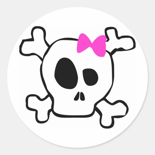 Pegatina Redonda Girly Skull (Anverso)