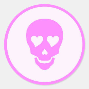 Pegatina Redonda girlyheartskull