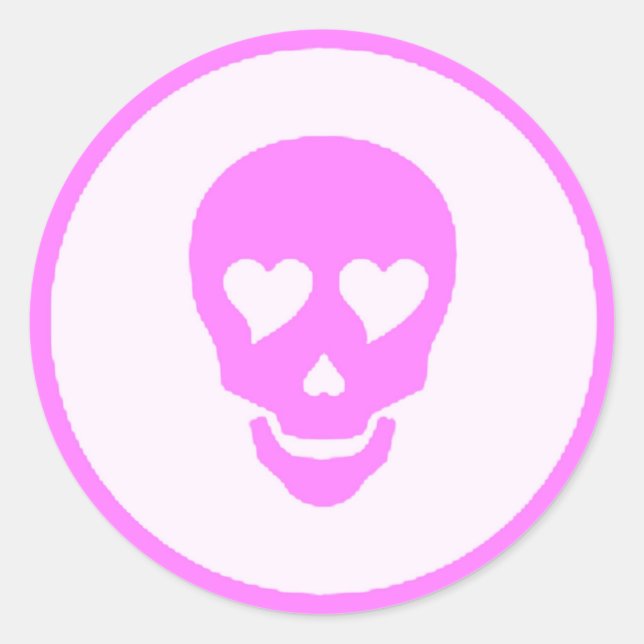 Pegatina Redonda girlyheartskull (Anverso)