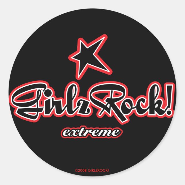 Pegatina Redonda ¡GirlzRock! Logotipo extremo (Anverso)