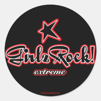 Pegatina Redonda ¡GirlzRock! Logotipo extremo