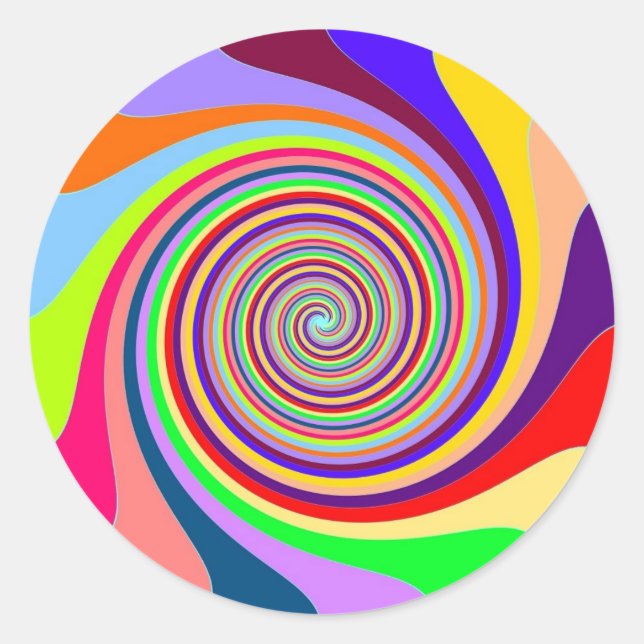 Pegatina Redonda Giro de caramelos de arte pop psicodélico brillant (Anverso)