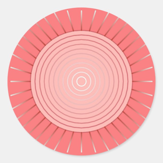 Pegatina Redonda Giro geométrico moderno - Rosa de coral profundo (Anverso)
