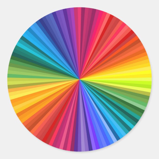 Pegatina Redonda Giro intenso de color arcoiris hacia (Anverso)
